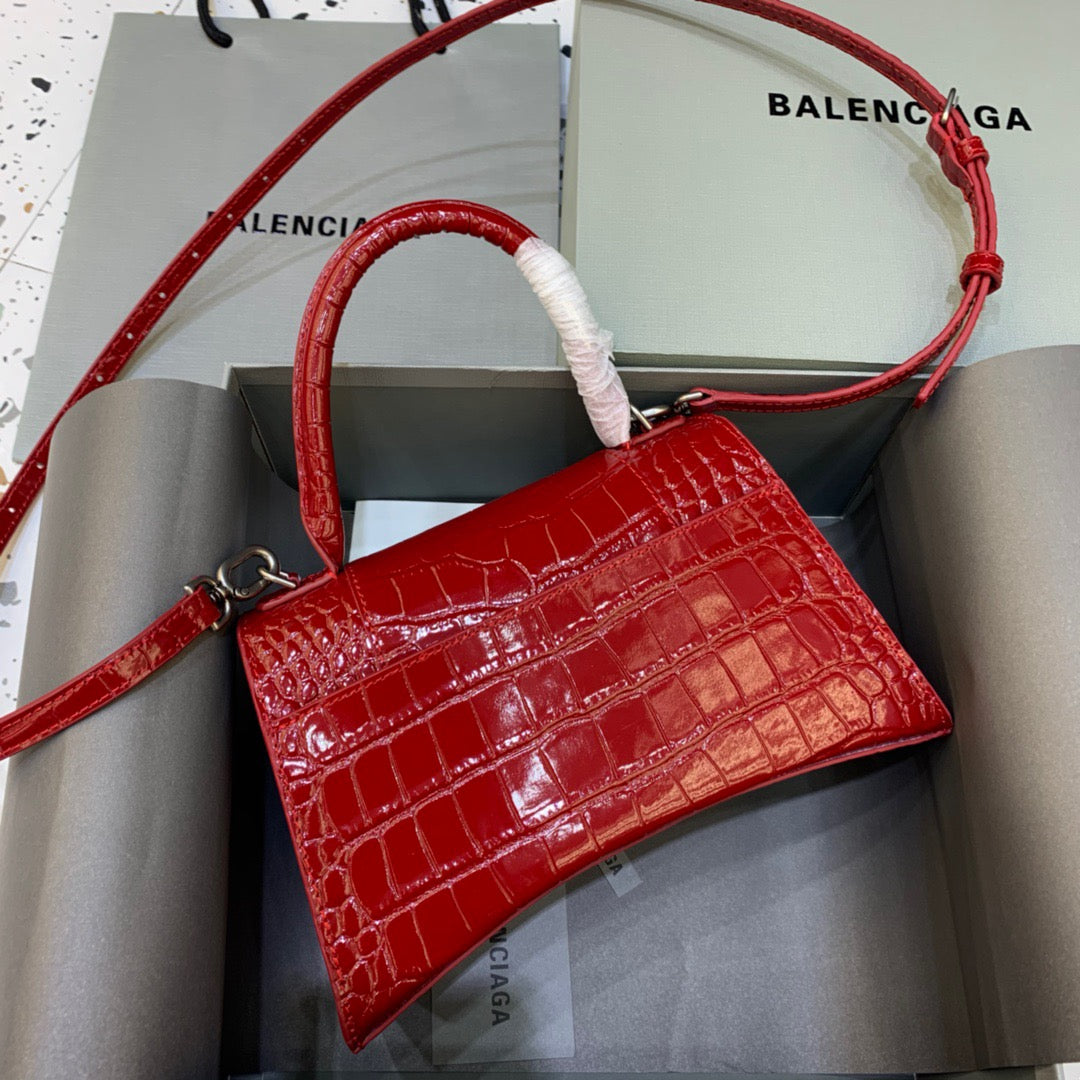 Balen Hourglass Small Handbag In Red, For Women, Bags 9in/23cm