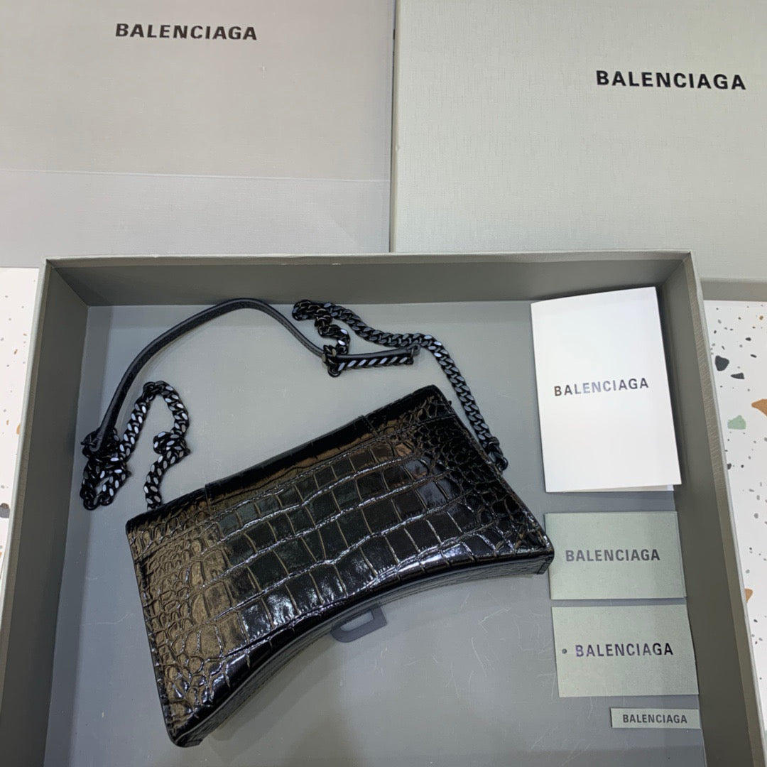 Balen Hourglass Wallet On Chain in Black, For Women, Bags 9in/23cm