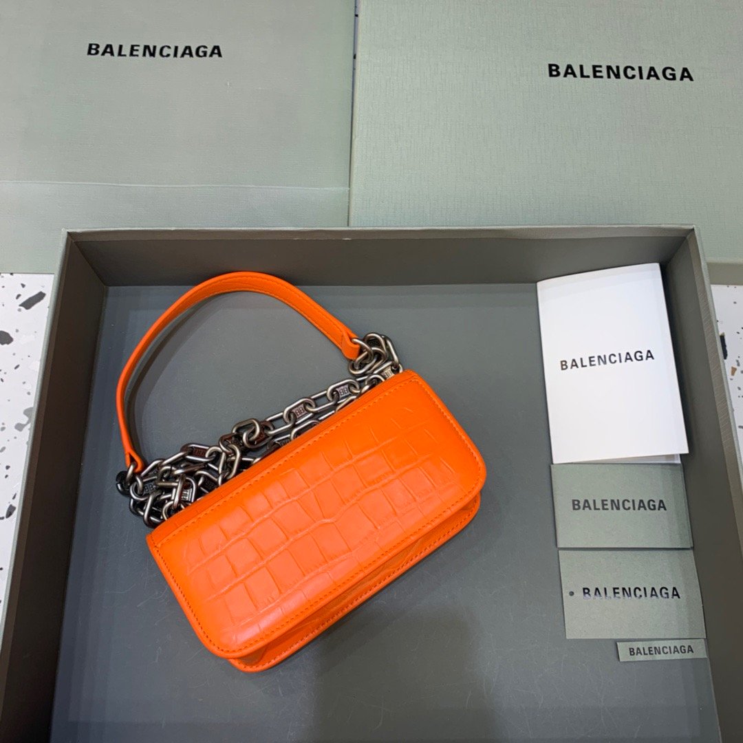 Balen Gossip Small On Chain Shoulder Bag Orange, For Women, Bags 7.4in/19cm