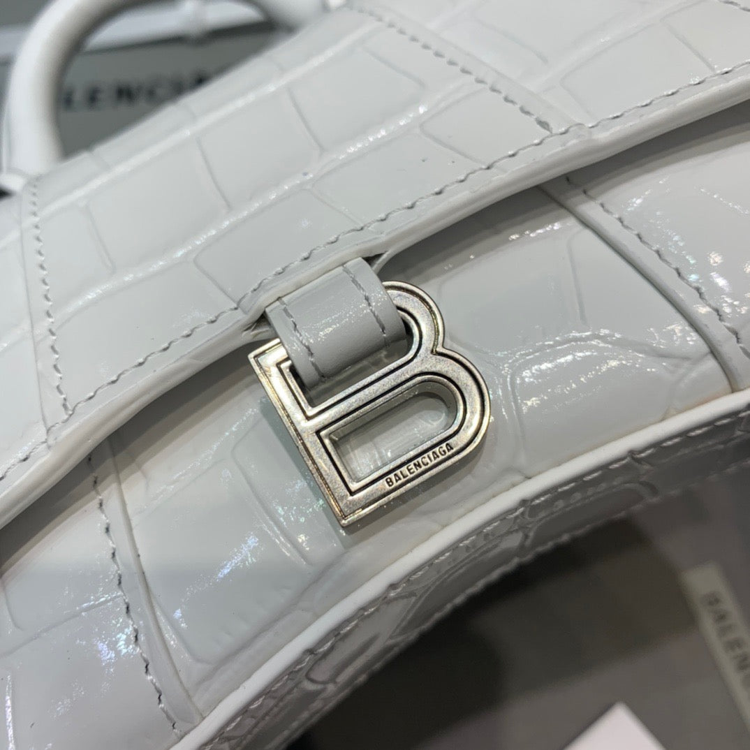Balen Hourglass Mini Handbag In White, For Women, Bags 4.7in/12cm 6373721LR6Y9016