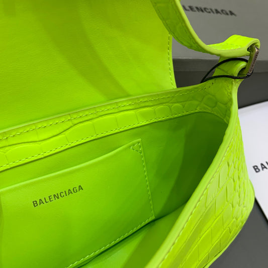 Balen XX Small Flap Bag Box Green Neon, For Women, Bags 10.6in/27cm