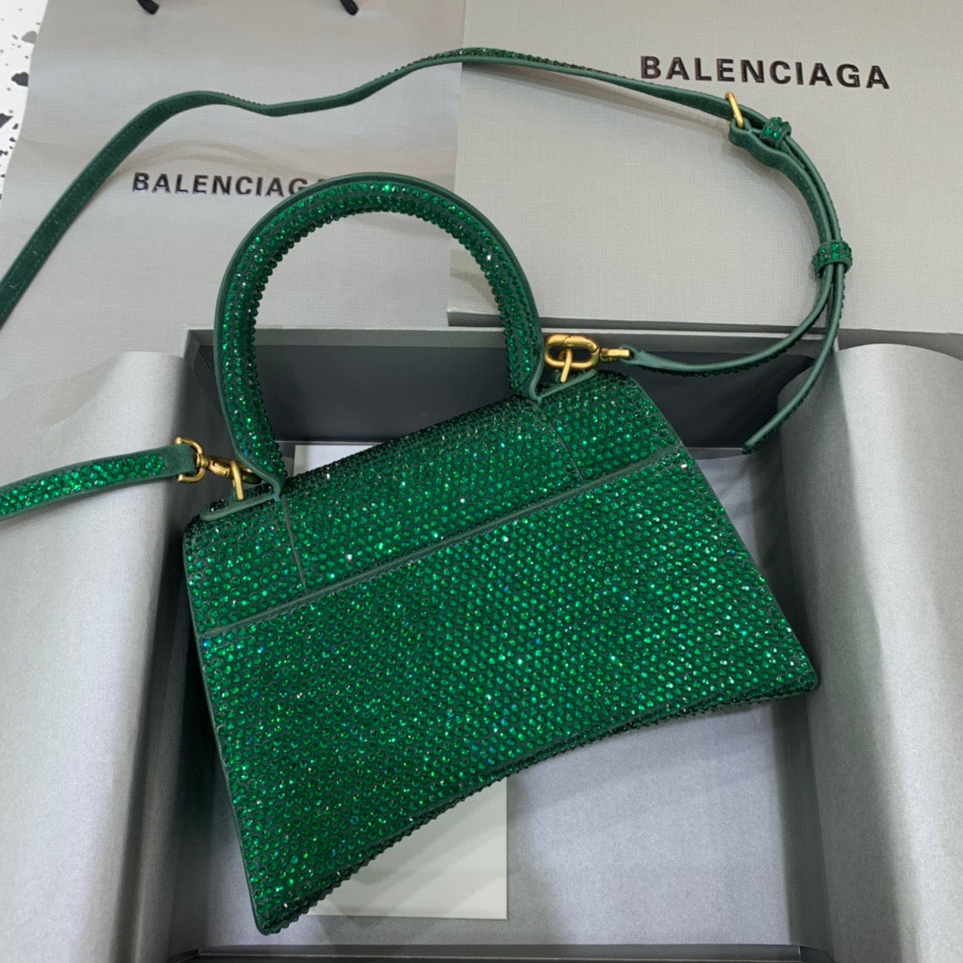 Balen Hourglass Small Handbag In Green, For Women, Bags 9in/23cm