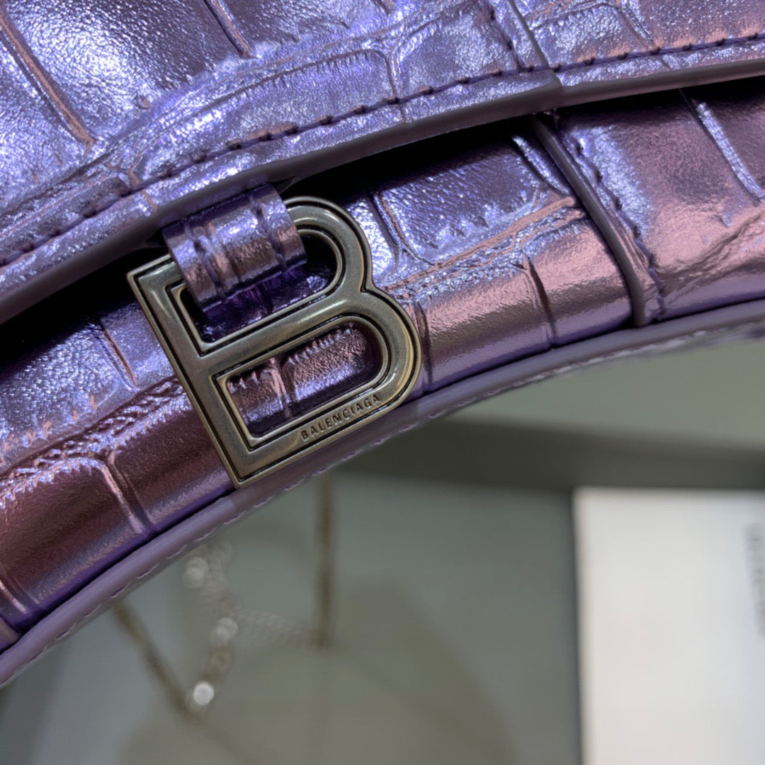 Balen Hourglass Mini Handbag With Chain In Light Violet, For Women, Bags 4.7in/12cm