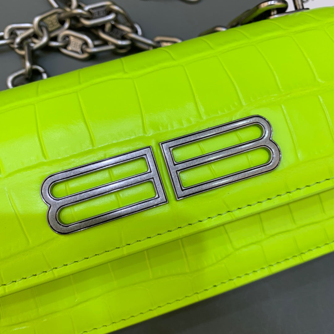 Balen Gossip Small On Chain Shoulder Bag Green Neon, For Women, Bags 7.4in/19cm