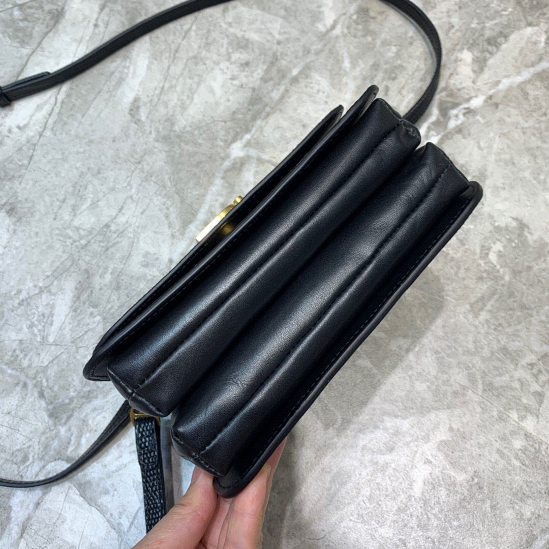 Balen B Small Lizard Effect Cross-body Bag In Black, For Women, Bags 7in/18cm