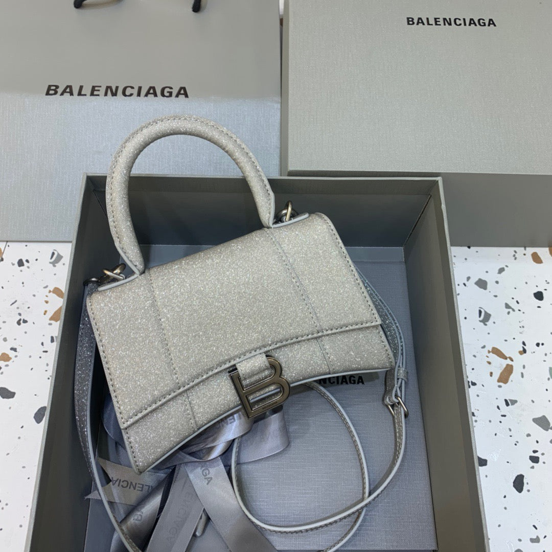 Balen Hourglass XS Handbag In Grey, For Women, Bags 7.4in/19cm 5928332102G1501