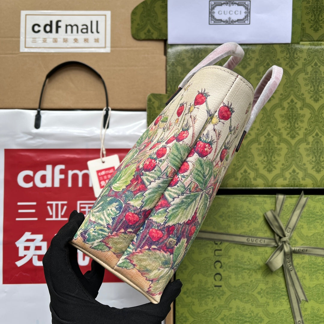 gg Children’s Tote Bag With Strawberry Fairy Print White For Women, Women’s Bags 7.9in/20cm gg