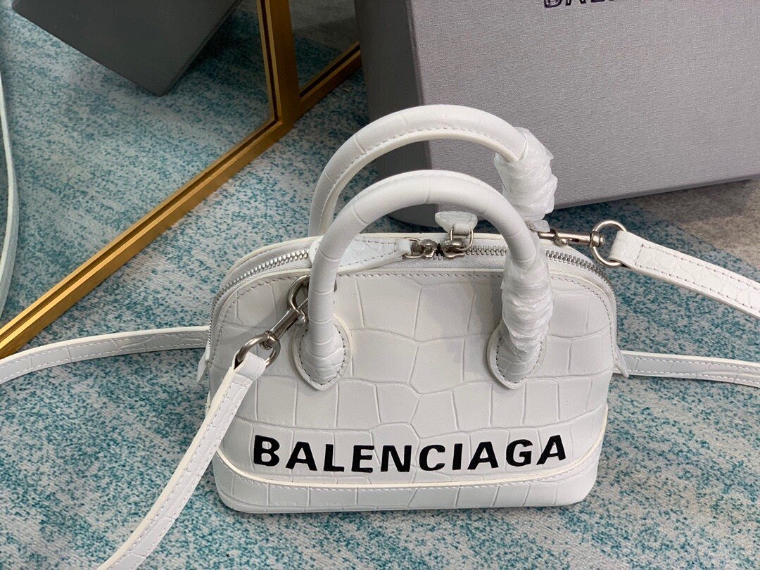 Balen Ville Mini Handbag In White, For Women, Bags 4.7in/12cm