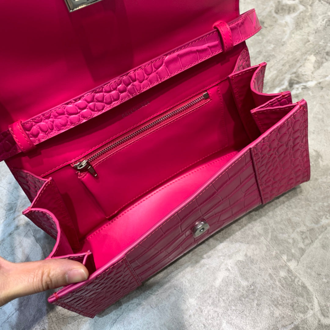 Balen Hourglass Handbag In Dark Pink, For Women, Bags 9.8in/25cm