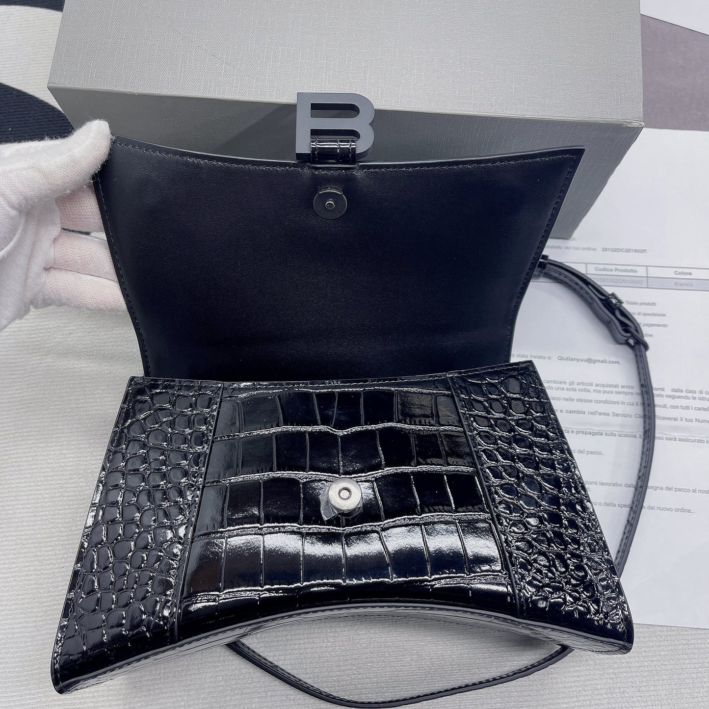 Balen Hourglass Small Handbag In Black, For Women, Bags 9in/23cm
