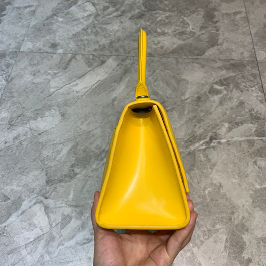 Balen Hourglass Small Handbag In Yellow, For Women, Bags 9in/23cm