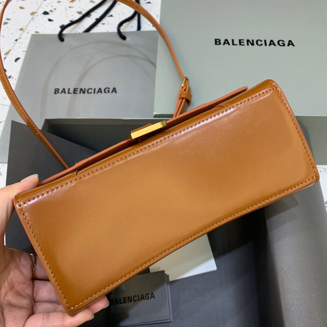 Balen Hourglass Small Handbag In Brown, For Women, Bags 9in/23cm