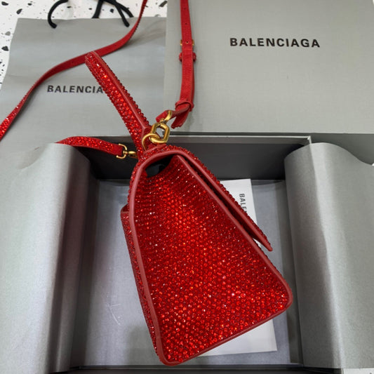 Balen Hourglass Small Handbag In Red, For Women, Bags 9in/23cm