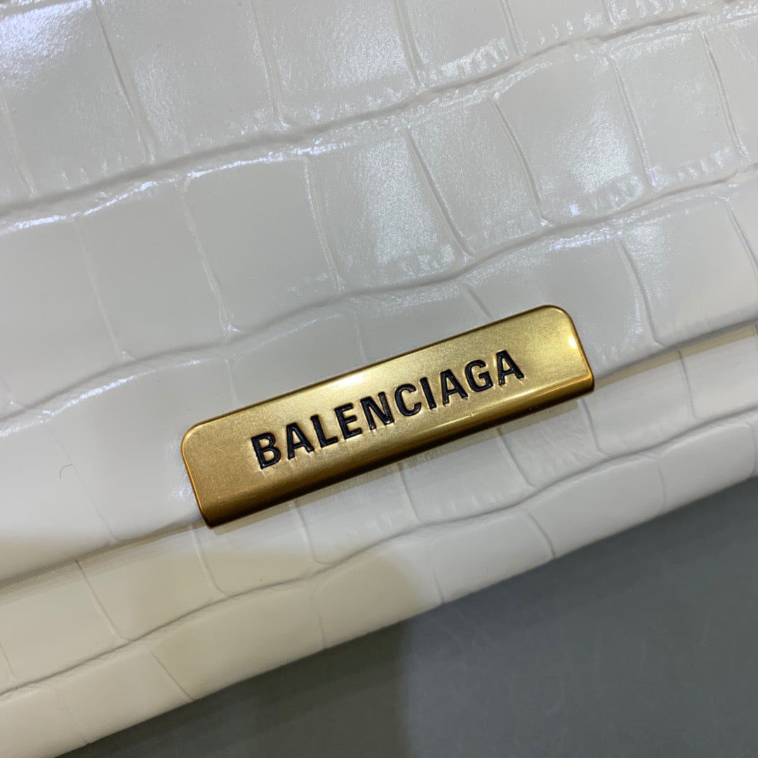 Balen Triplet Small Bag Crocodile Embossed White, For Women, Bags 8.3in/21cm