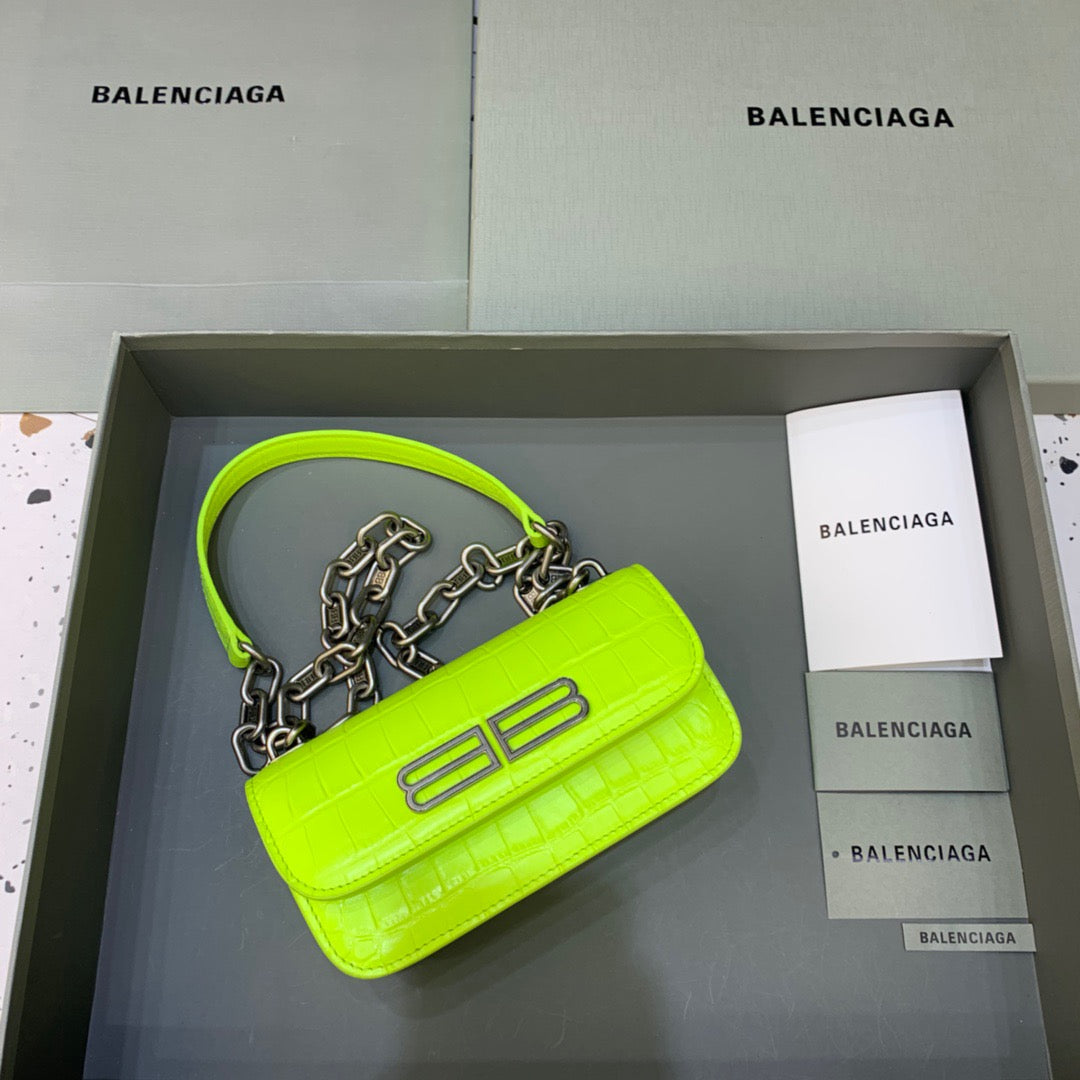 Balen Gossip Small On Chain Shoulder Bag Green Neon, For Women, Bags 7.4in/19cm