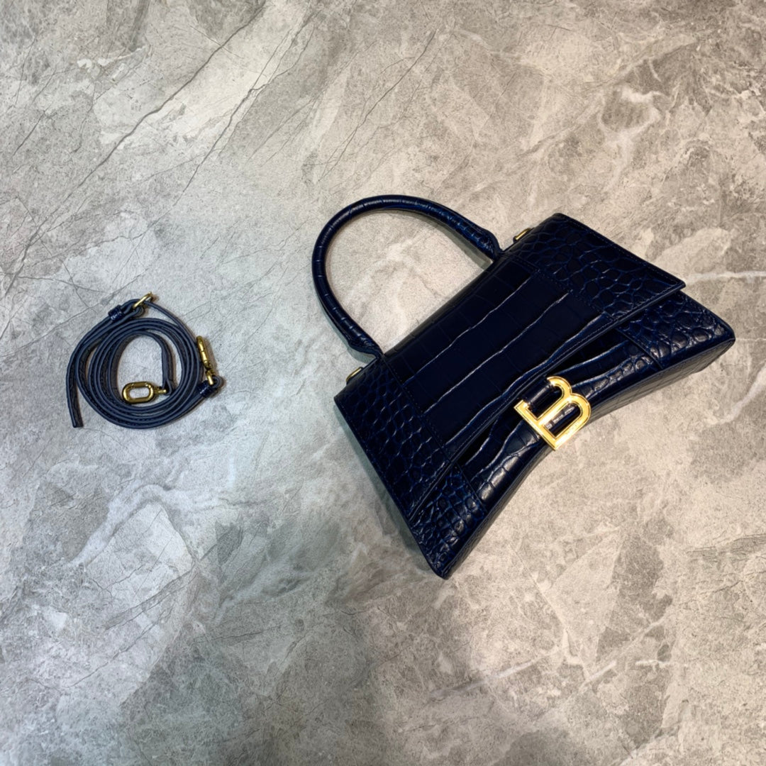 Balen Hourglass Small Handbag In Dark Blue, For Women, Bags 9in/23cm 5935461LRGM4611