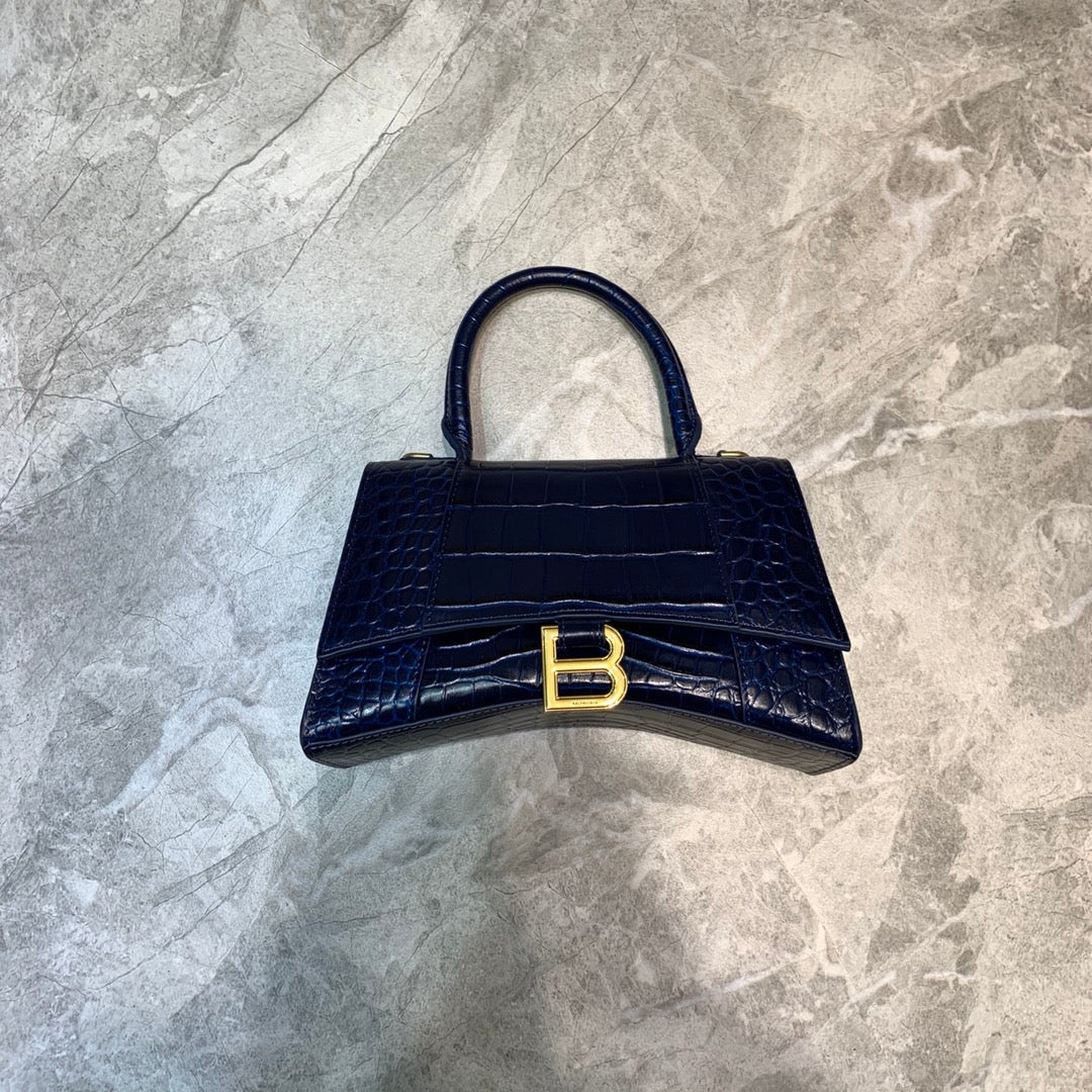 Balen Hourglass Small Handbag In Dark Blue, For Women, Bags 9in/23cm 5935461LRGM4611