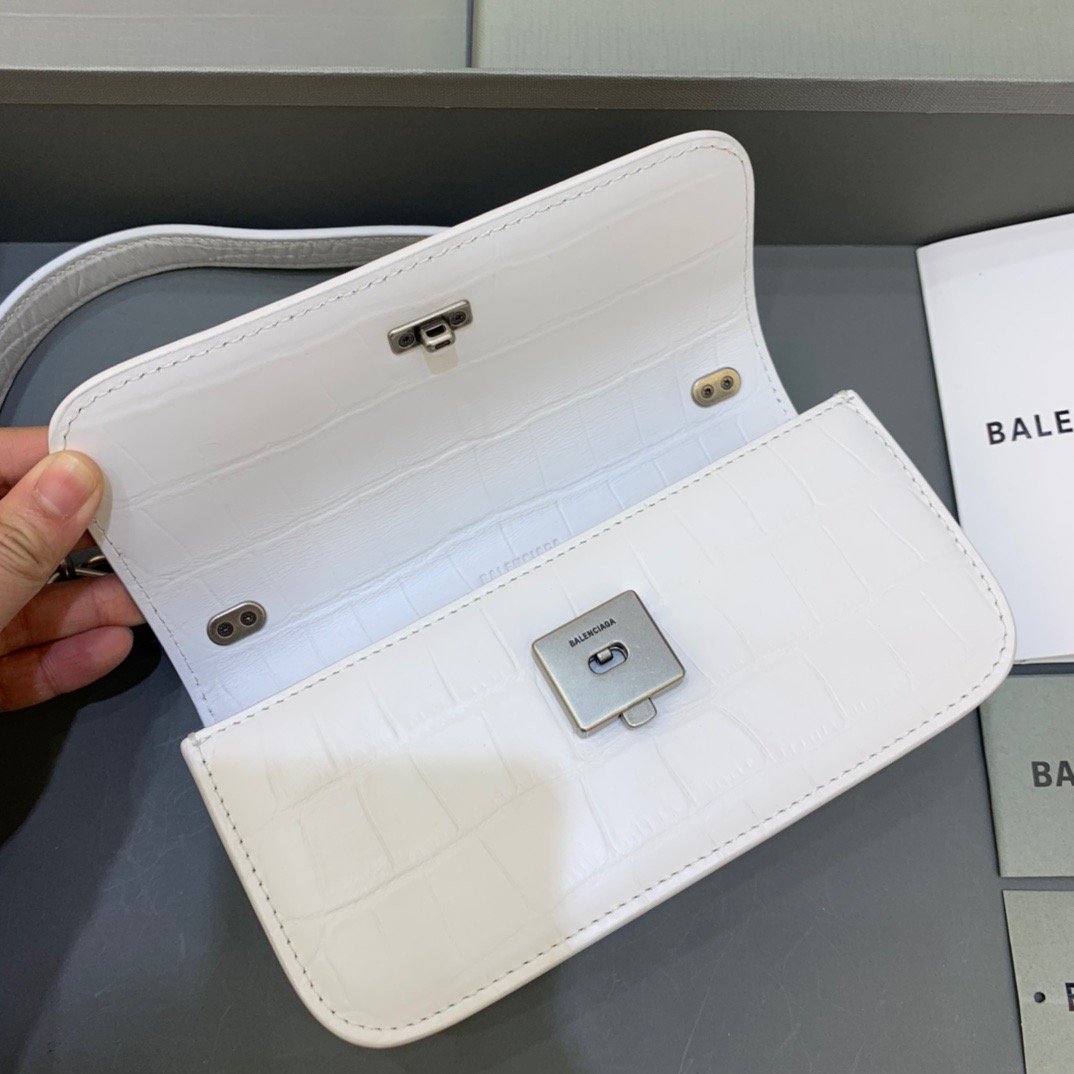 Balen Gossip Small On Chain Shoulder Bag White, For Women, Bags 7.4in/19cm