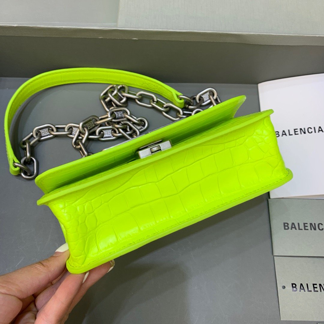Balen Gossip Small On Chain Shoulder Bag Green Neon, For Women, Bags 7.4in/19cm