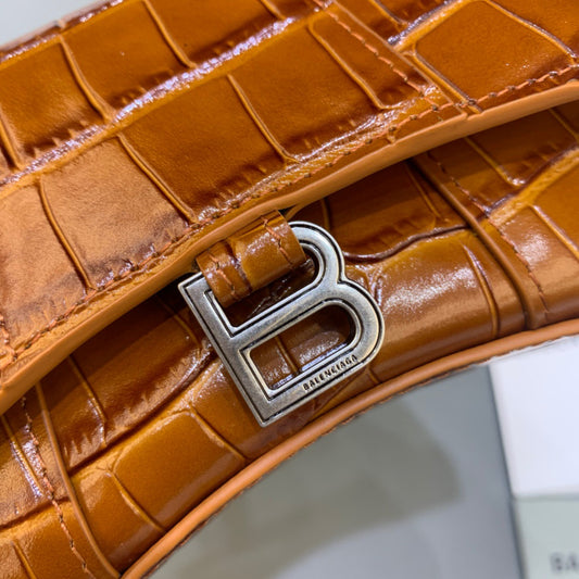 Balen Hourglass Mini Handbag With Chain In Brown, For Women, Bags 4.7in/12cm