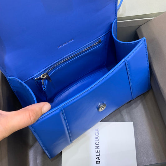 Balen Hourglass Small Handbag In Dark Blue, For Women, Bags 9in/23cm