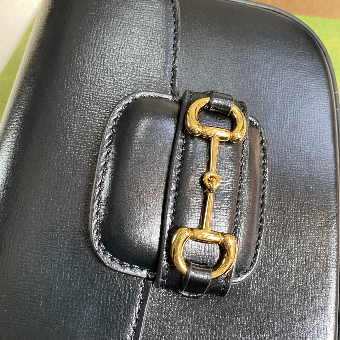 gg Horsebit 1955 Mini Bag Black For Women, Women’s Bags 8in/21cm gg 658574 18YSG 1060