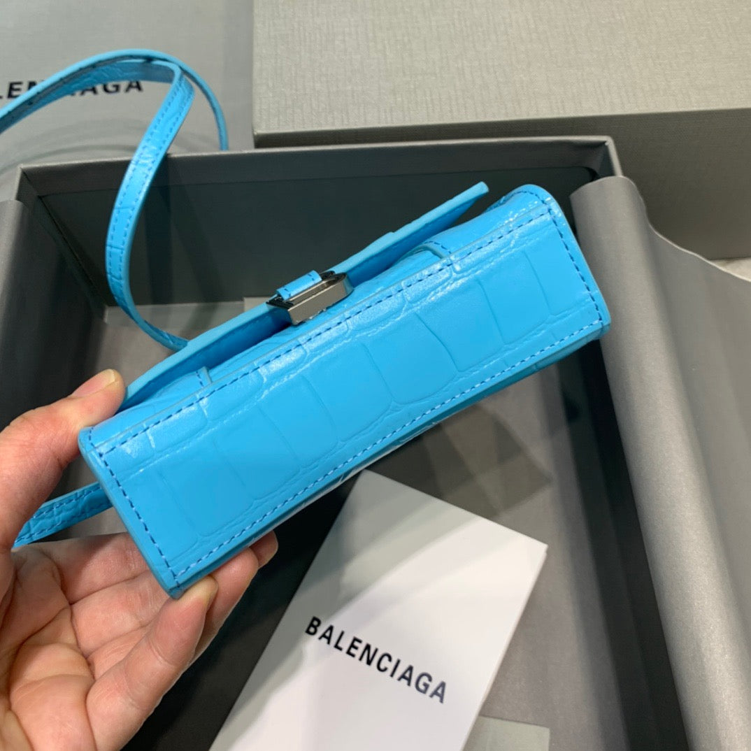 Balen Hourglass Mini Handbag In Blue, For Women, Bags 4.7in/12cm