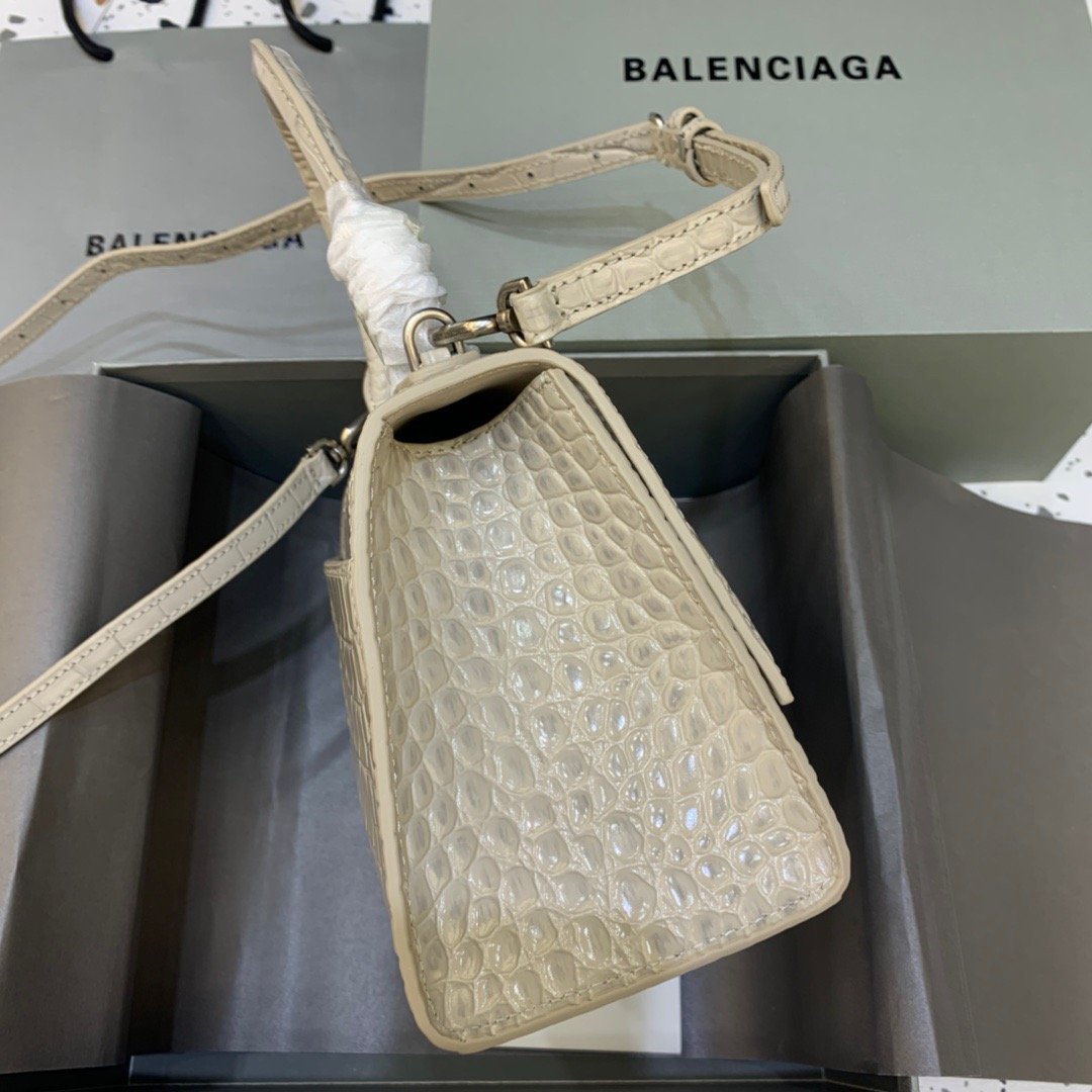 Balen Hourglass Small Handbag In Beige, For Women, Bags 9in/23cm