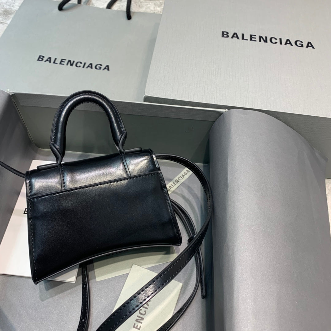 Balen Hourglass Mini Handbag In Black, For Women, Bags 4.7in/12cm