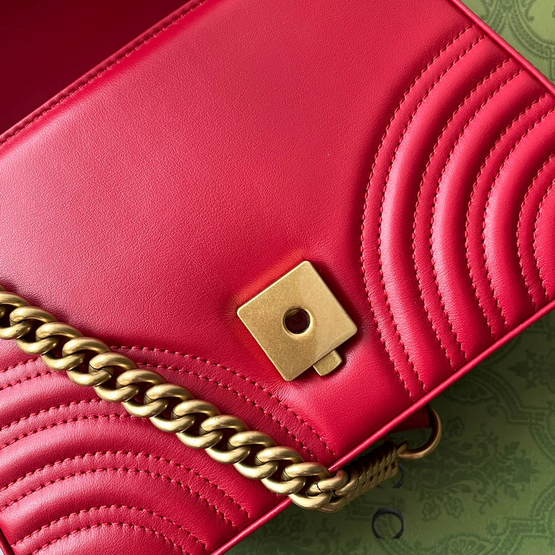 gg Marmont Mini Top Handle Bag Red For Women, Women’s Bags 8.3in/21cm gg 