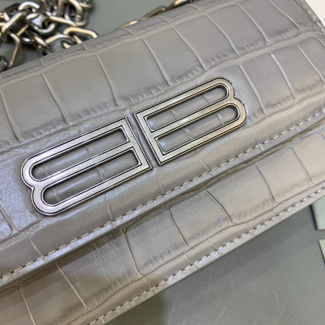 Balen Gossip Small On Chain Shoulder Bag Gray, For Women, Bags 7.4in/19cm