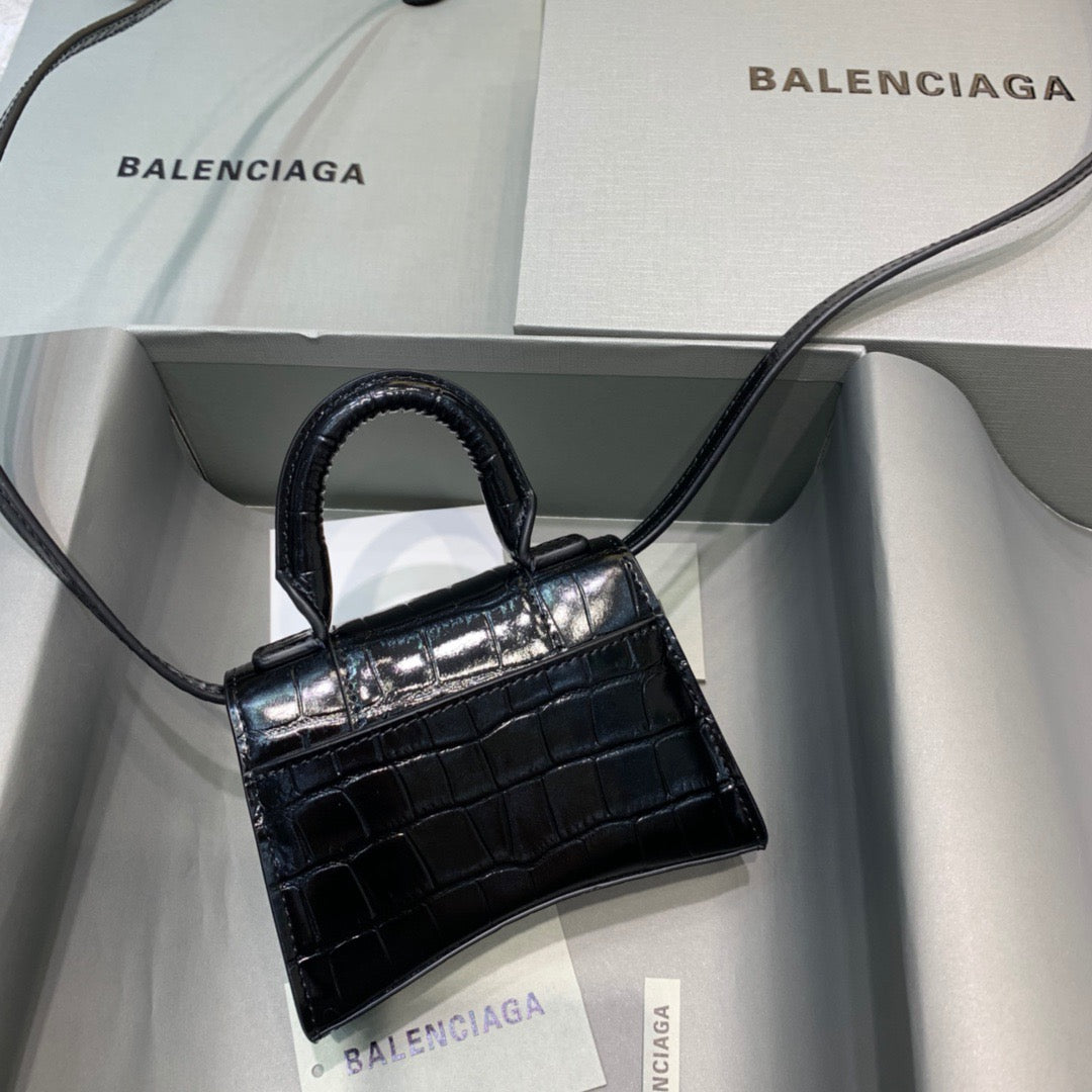 Balen Hourglass Mini Handbag In Black, For Women, Bags 4.7in/12cm