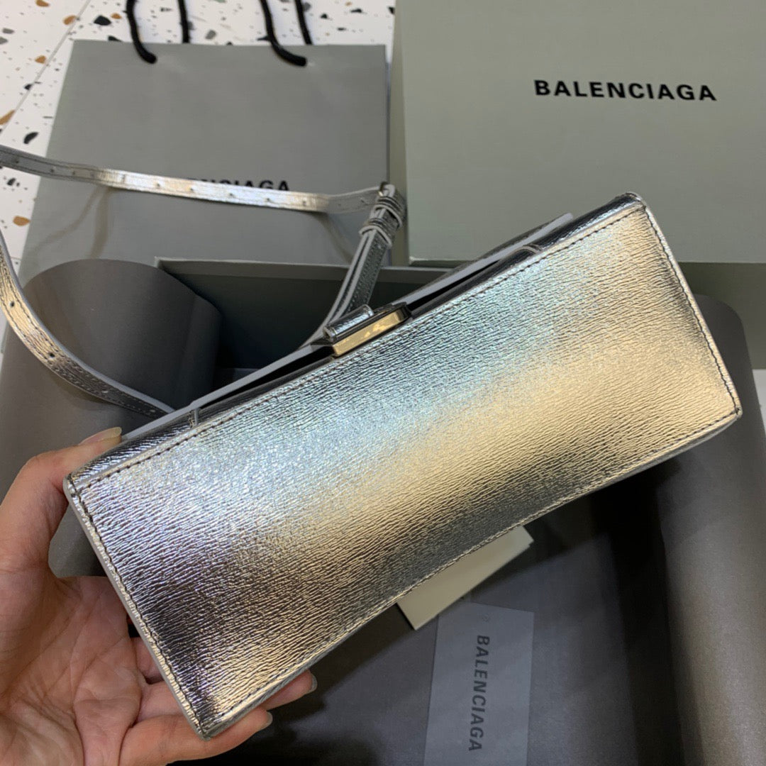Balen Hourglass Small Handbag In Sliver, For Women, Bags 9in/23cm
