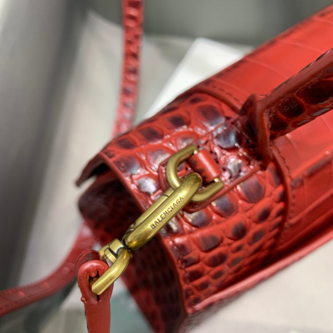 Balen Hourglass Small Handbag In Dark Red, For Women, Bags 9in/23cm 5935461LRGM6211