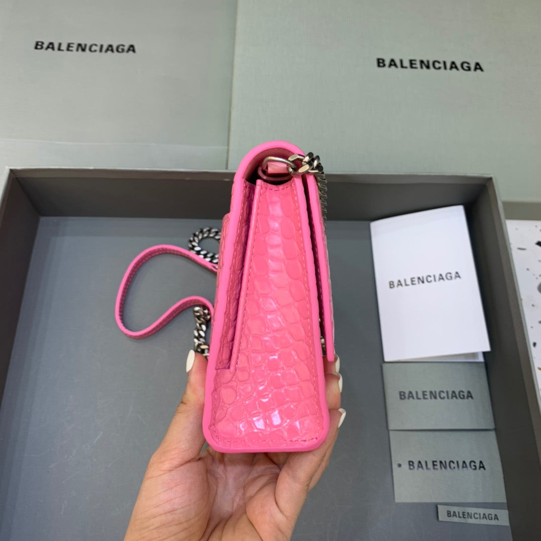 Balen Hourglass Wallet On Chain in Pink, For Women, Bags 9in/23cm