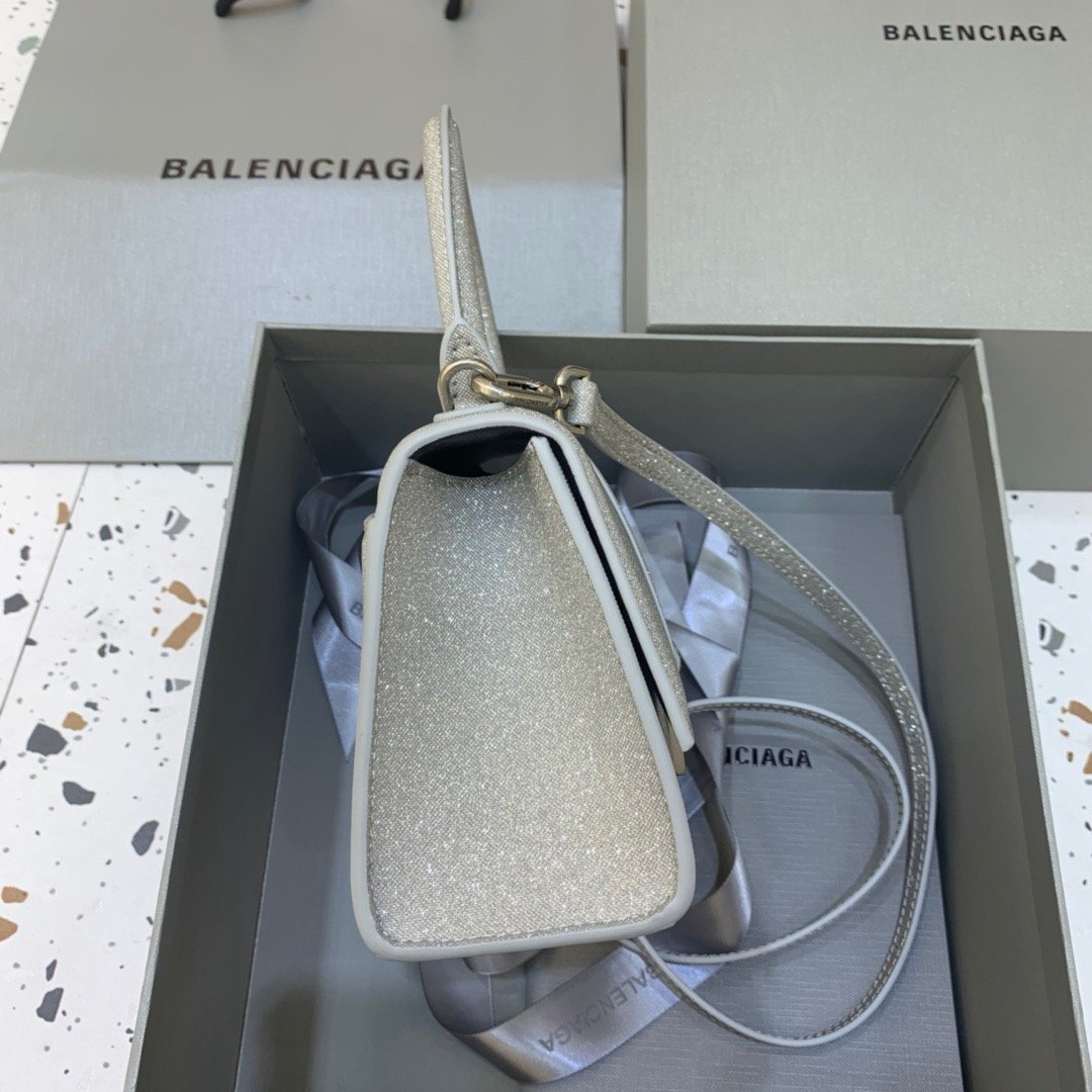Balen Hourglass XS Handbag In Grey, For Women, Bags 7.4in/19cm 5928332102G1501