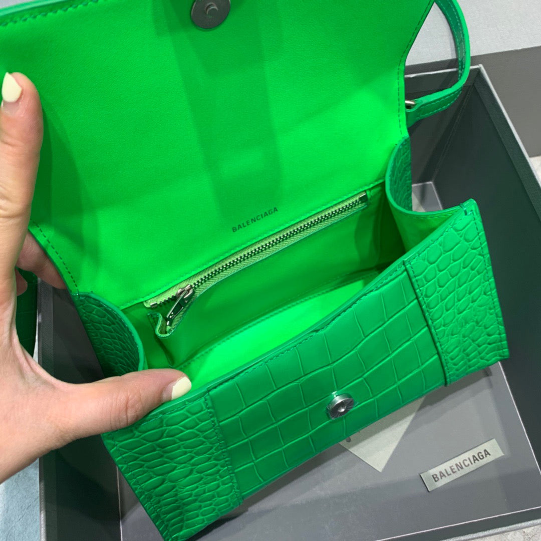 Balen Hourglass Small Handbag In Green, For Women, Bags 9in/23cm