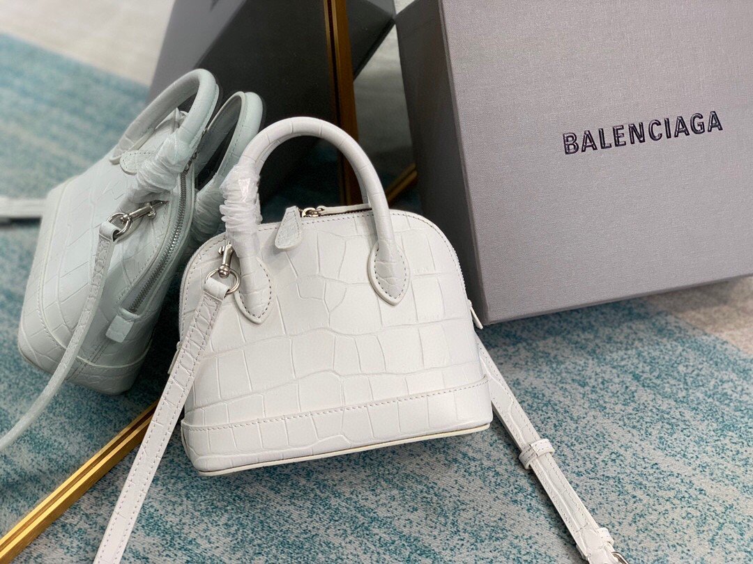 Balen Ville Mini Handbag In White, For Women, Bags 4.7in/12cm