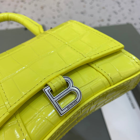 Balen Hourglass Mini Handbag With Chain In Yellow, For Women, Bags 4.7in/12cm