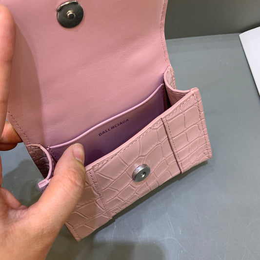 Balen Hourglass Mini Handbag With Chain In Light Pink, For Women, Bags 4.7in/12cm