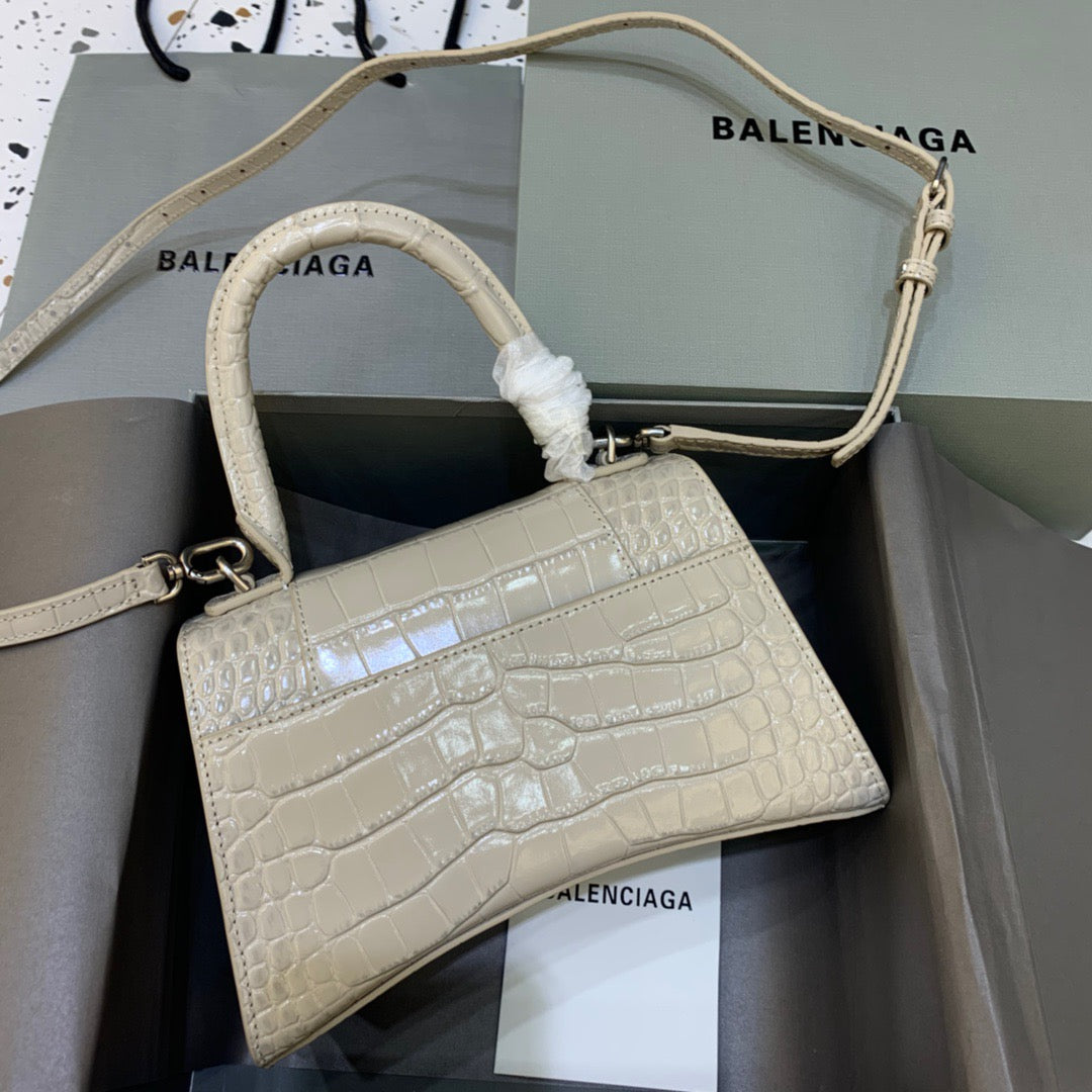 Balen Hourglass Small Handbag In Beige, For Women, Bags 9in/23cm