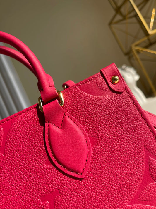 LV OnTheGo PM Tote Bag Monogram Empreinte Rosy For Women, Women’s Handbags, Shoulder And Crossbody Bags 9.8in/25cm LV M45660