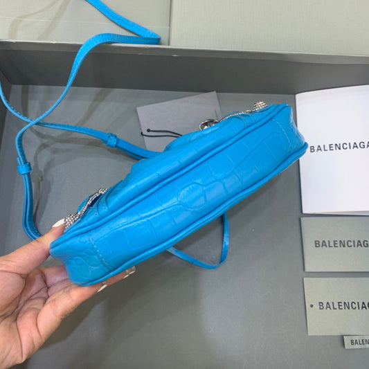 Balen Le Cagole Mini Bag With Chain Blue, For Women, Bags 8.2in/21cm 69581423EJY4624