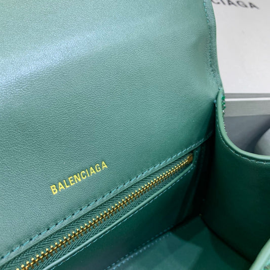 Balen Hourglass Small Handbag In Green, For Women, Bags 9in/23cm