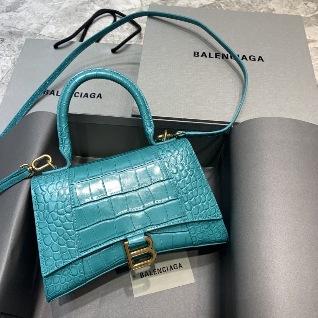 Balen Hourglass Small Handbag In Blue, For Women, Bags 9in/23cm