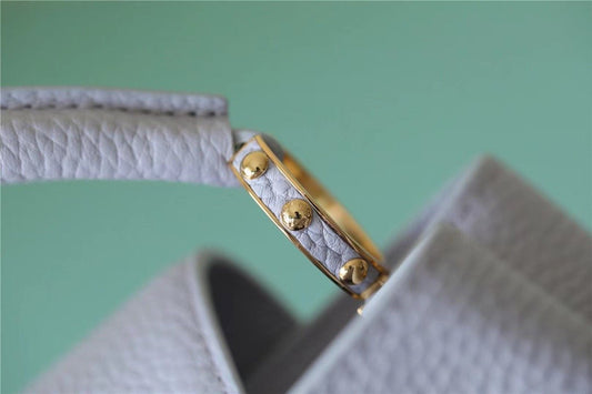 LV Capucines MM Taurillon Light Blue/ Creme For Women, Shoulder And Crossbody Bags 31.5cm/12.4in LV