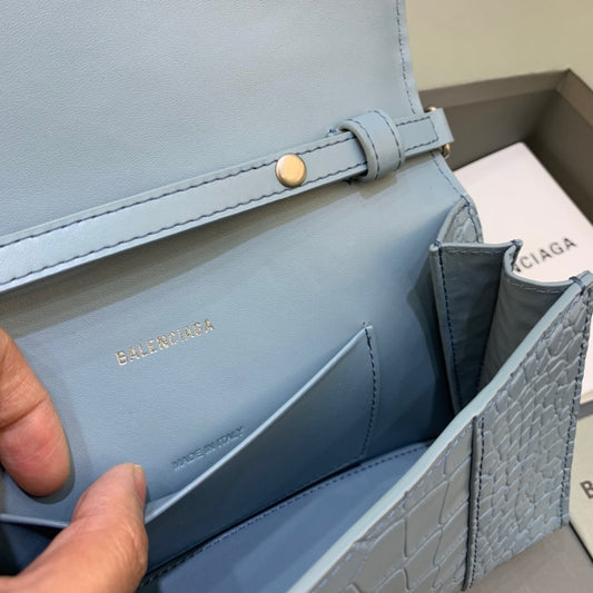 Balen Hourglass Wallet On Chain in Blue, For Women, Bags 9in/23cm