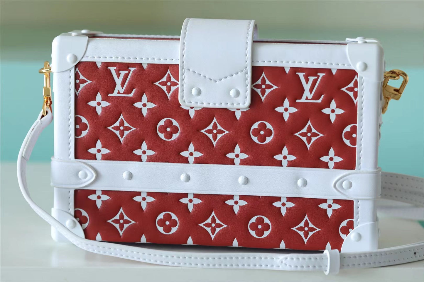 LV Petite Malle Monogram Embossed Puffy Terracotta Brown For Women, Shoulder And Crossbody Bags 7.9in/20cm LV M20764