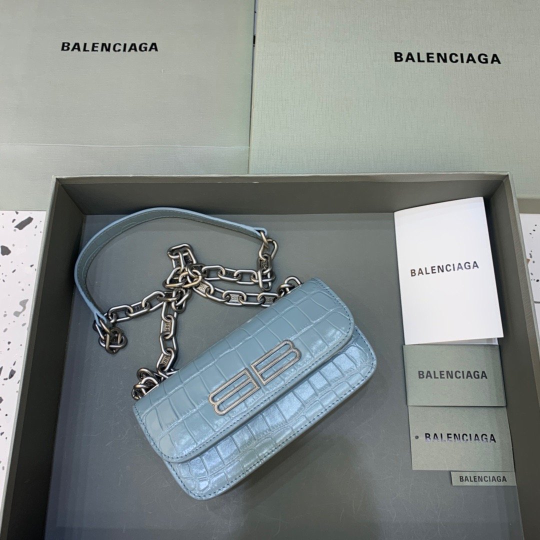Balen Gossip Small On Chain Shoulder Bag Blue, For Women, Bags 7.4in/19cm