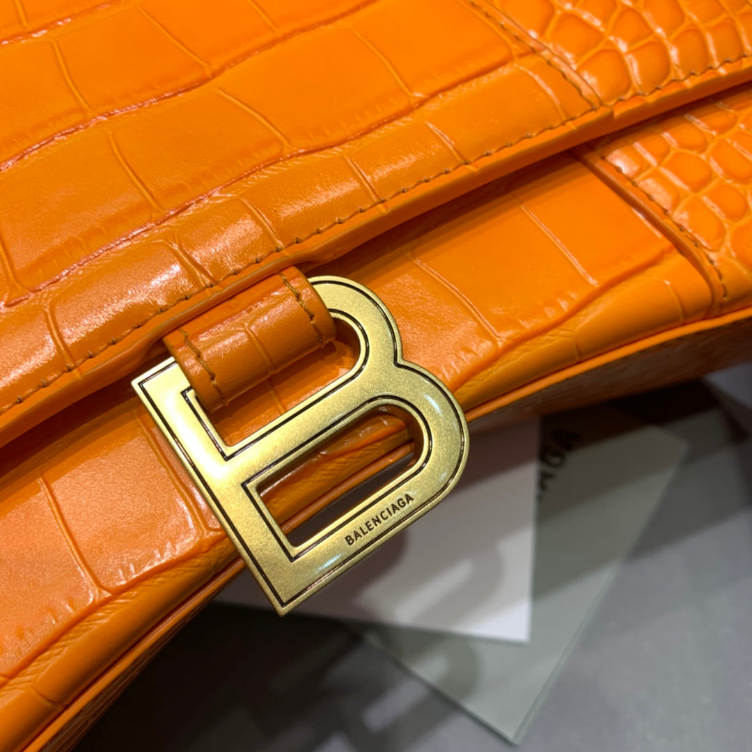 Balen Hourglass Small Handbag In Orange, For Women, Bags 9in/23cm
